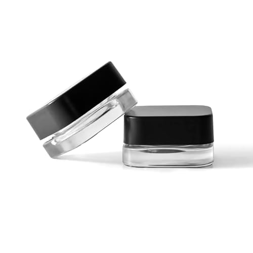 250 Pack Packlahoma 9ml Glass Cube Jars with Black Lids, Refillable Cosmetic Containers