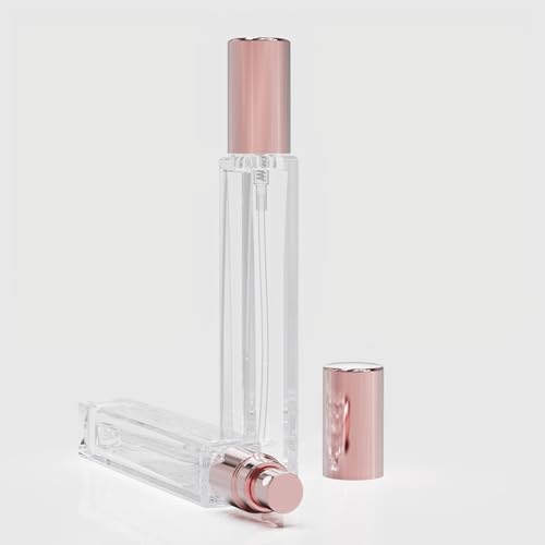 5PCS Cologne Atomizer Empty, 10ML Mini Perfume Bottles Refillable With Dispenser Tools, Pocket Spray Bottle for Travel and Sample Container (Transparent+Pink Cap)