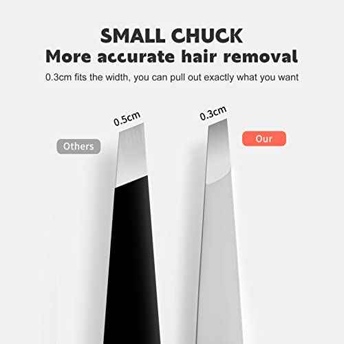 Tweezers Set - Professional Stainless Steel Slant Tweezers, Precision Tweezers Set for Shaping Eyebrows, Great Beauty Tools for Facial Hair, Ingrown Hair, Blackhead Removal(2Pcs Slant Tweezer)