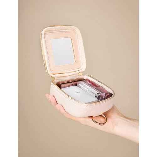 Clear Cosmetic Bag Double Layer Travel Toiletry Bag Clear Makeup Bag Case with 4 Compartments, Transparent Travel Bag for Toiletries, Large Toiletry Bag for Women Cosmetic Case (Black, Mini)