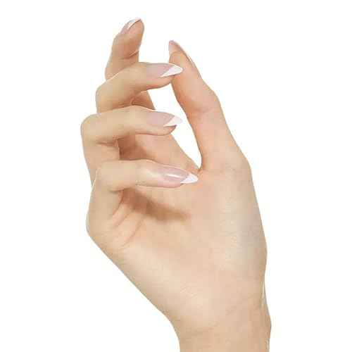 KISS Classy, Press On Nails, Nail glue included, 'Dashing', Light White, Medium Size, Almond Shape, Includes 28 Nails, 2g glue, 1 Manicure Stick, 1 Mini File