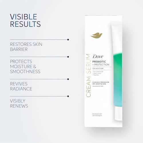 Dove Body Cream Serum Prebiotic + Protection for Dry, Sensitive Skin, with Pro-Vitamin B5, Stearic Acid and Peptides Lotion, 8 oz