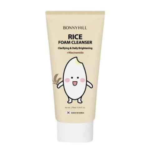 BONNY HILL Rice Foam Cleanser, Clarifying and Daily Brightening with Niacinamide, 170ml/5.74 fl oz, Korean Skincare