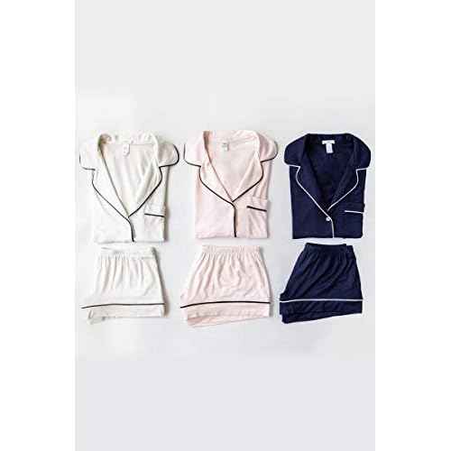 Eberjey Gisele Relaxed Short PJ Set - Sorbet Pink/Black