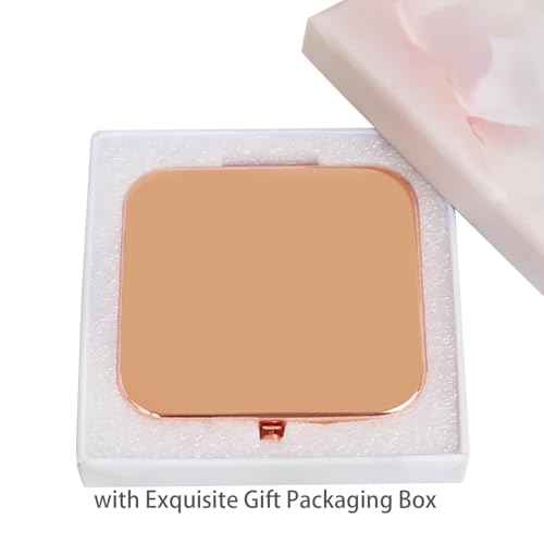 Small Compact Mirror, Rosegold Square 2.8¡±¡¿2.8¡± Metal Frame Smooth Style Double Sided Mini Magnifying 1X/2X Mirror for Purse Can be Used as Gifts for Woman (RG01)