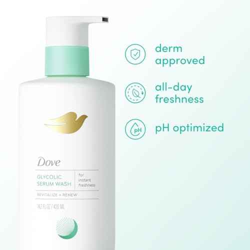 Dove Glycolic Serum Body Wash For Skin Renewal & Odor Control 14.2 oz