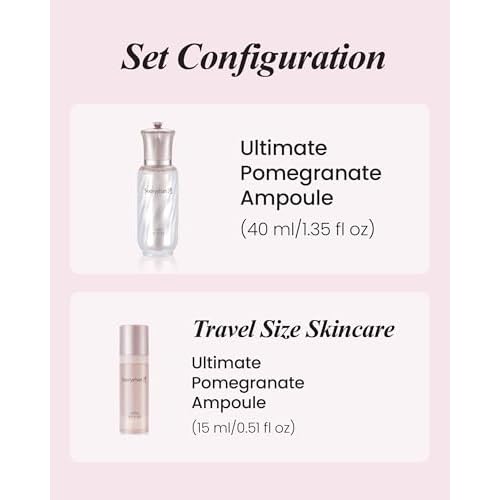 Sooryehan Ultimate Pomegranate Ampoule gift Set (55 ml/1.86 fl oz) - Skin Elasticity, Reduced Wrinkles & Skin Tone Improvement by LG Beauty. Collagen, Elastin, Vitamin C, Propolis,