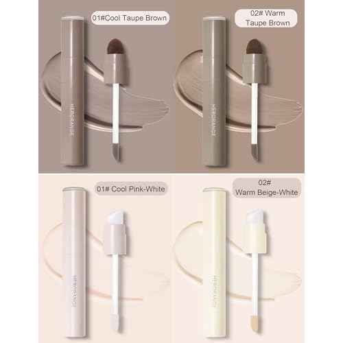 Cool Toned Liquid Contour Stick£¬Grey Nose Contour with Brush for Fair Pale Light Olive Skin,Long Lasting Cream Bronzer Gray, Blendable Lightweight Contouring Makeup Vegan & Cruelty-Free#01