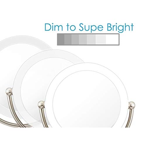 Wall Mount LED Lighted Makeup Mirror, AC Adaptor, 10x/1x Magnification, Satin Nickel Finish 8.6"D x 17.5"L by Rucci