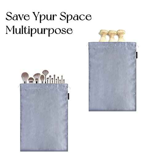 GONGKANGYUAN 12 Pcs Satin Wig Bags with Drawstring Satin Bag for Packaging Hair Extensions Wigs Soft Silk Pouches Hair Tools Storage Bags for Home and Salon (Grey)