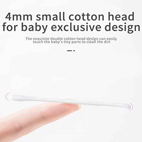 Kisangel 200Pcs Baby Cotton Swabs Paper Double-End Cotton Buds Cotton Ear Cleaners Safety Swabs Cleaning Sticks for Ear Nose Clean