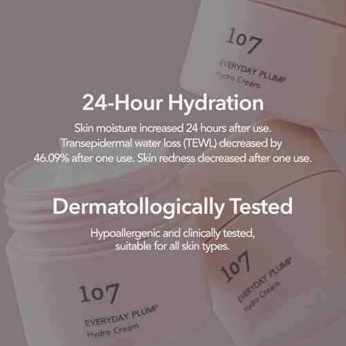 107 EVERYDAY PLUMP Hydro Cream, Lightweight Face Moisturizer with Probiotics, Squalane, and Fermented Ginseng, Hydrates, Nourishes, and Enhances Skin's Radiance and Softness (1.7 fl oz)