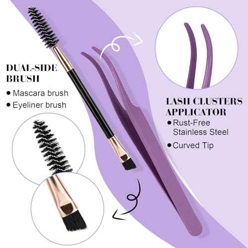 B&Q Lash Clusters Kit 280PCS Eyelash Clusters Kit,30D 40D D 9-16MIX Individual Lash Comfortable Eyelash Extension Set, Classic Look with Bond and Seal Waterproof, Remover DIY at Home(Set,30D+40D)