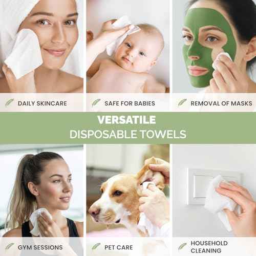 PLANTIFIQUE Disposable Face Towels XL 10"x12" - 100% Biodegradable Viscose Facial Towelettes for Women Skin Care - Face Cleaning Towel 50 Count