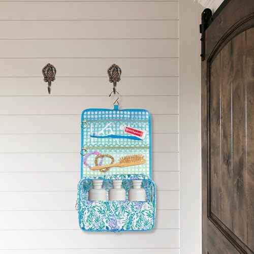 Lilly Pulitzer Travel Toiletry Bag with Handle, Pockets, and Zipper, Hanging Travel Organizer for Makeup and Toiletries, Just a Pinch