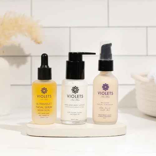 Violets Are Blue Ultra Violet Facial Serum with Carrot Seed & Rosehip Oils Rejuvenating Anti-Aging Serum for Dry, Mature, or Dull Skin Hydrating Blend with Argan, Jojoba, Primrose & Lavender 30ml