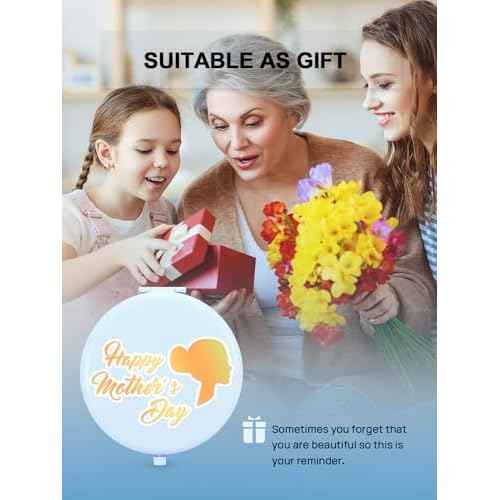 Compact Mirror for Purse, Double-Sided 1X/2X Magnifying Metal Pocket Makeup Mirrors(Round, Light Blue)