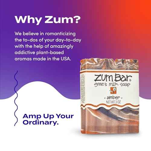 Zum Indigo Wild Goat's Milk Soap Bar - Bar Soap for Hands & Body Made with Essential Oils - 3 oz - Amber (6 Pack)