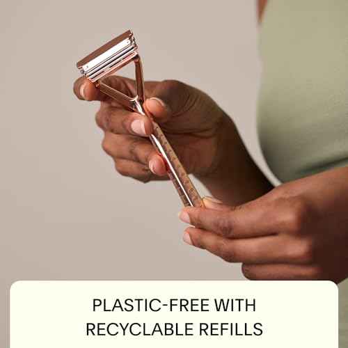 Leaf Shave | Leaf Razor, All-Metal Safety Shaver with Pivoting Head & Adjustable Blade Loading, Includes 10 Stainless Steel Single-Edge Blades, Compatible with Standard Safety Razor Blades - Rose Gold