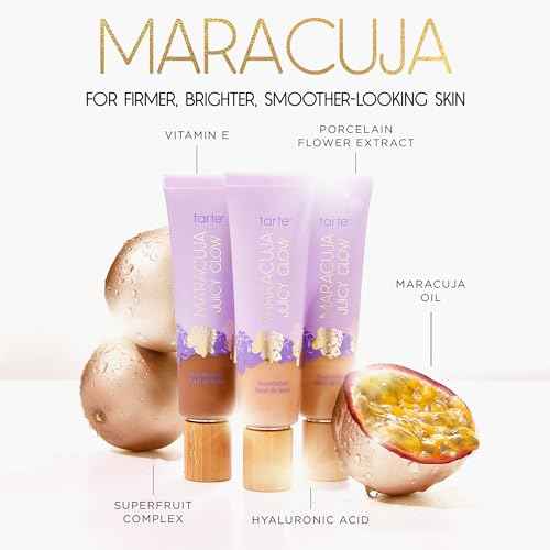 tarte maracuja juicy glow tint ? Lightweight Tinted Moisturizer with Hyaluronic Acid & Antioxidants for Radiant Skin, Buildable Medium Coverage, Waterproof, Vegan, Cruelty Free