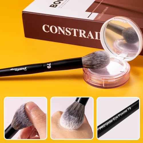 Bueart Design PRO Under-Eye Powder Makeup Brush 79 with Premium Hair,Precision Makeup Tool for Under-Eye, Highlighting, Contouring & Blending, Compatible with Powders, Creams & Liquids