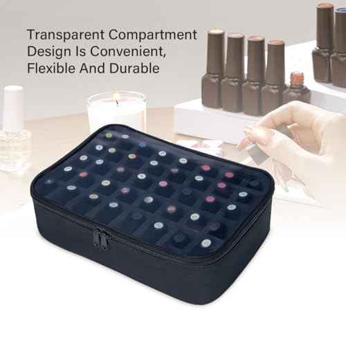 Small Clear Nail Polish Organizer Holds 40 bottles(15ml-0.5fl.oz) Nail Polish Case Multifunctional Nail Polish Bag organizer, Cosmetic Travel Makeup Bags for Women Black