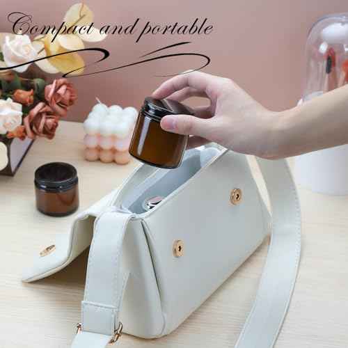 2oz Amber Glass Jars with Lids - 12 Pack Cosmetic Containers for Travel, Lotion, Cream