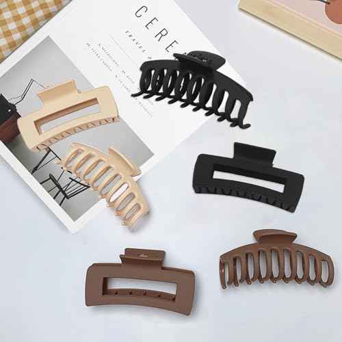 6 Pack Claw Clips Hair Clips 4 Inch Hair Claws for Thick Hair Large Matte Hair Clips for Women Strong Hold Banana Clips