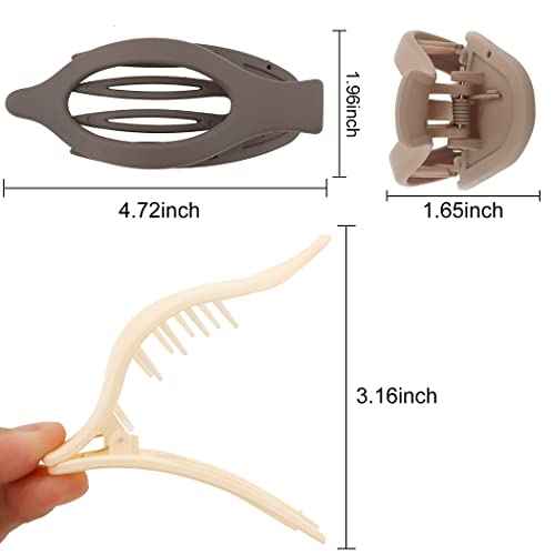 Flat Hair Clips for Thick and Thin Hair - Matte Large Alligator Clips, Duck Billed Barrettes, Neutral Hair Claw Clips for Women, 3Pcs