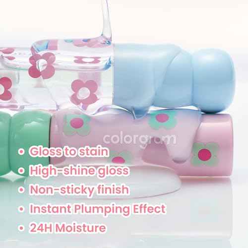 COLORGRAM Fruity Glass Tint 14 Sulky Lychee, Long-Lasting Glossy Lip Tint, Korean Beauty Lip Gloss Tint, Geek Nude Series