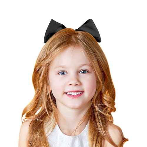 2Pcs Cheer Bows - Ponytail Holder Elastic Band Bows - Hair Accessories for Girls - Softball & Cheerleading (8inch, White & Black)