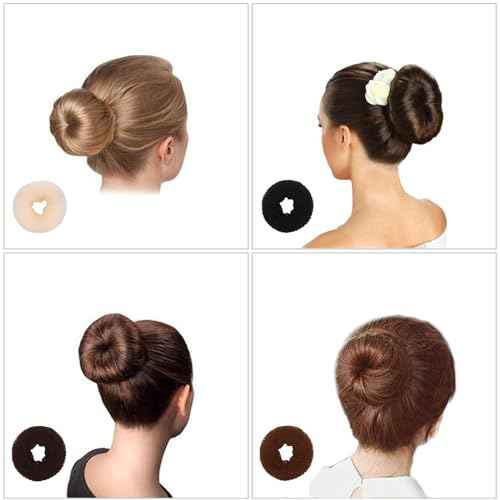 10 Pcs Hair Bun Maker - Donut Bun Maker for Hair(5 medium and 5 small),Ballet Bun for Women and Kids with Elastic Hair Ties, Hair Pins(Tan Brown)