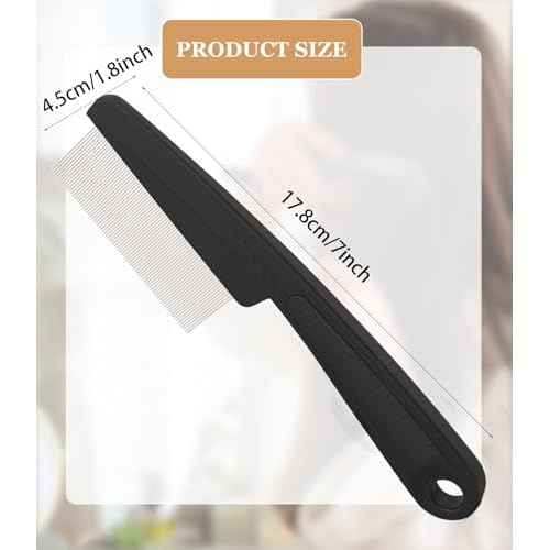 Dandruff Comb Fine Tooth Scalp Detox Comb Lice for Women, Men & Kids Stainless Steel Scalp Detoxing, Sweep & Massage Hair Brush Tool for Hair Care (Black 1PC)