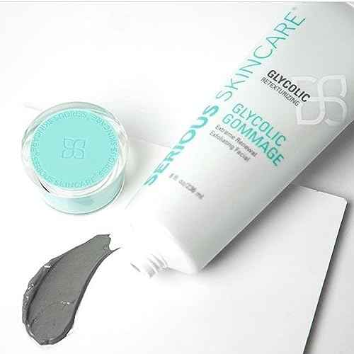 Serious Skincare - Glycolic Radiant Skin Set - Improve Appearance of Lines, Wrinkles and Enlarged Pores - Face Wash Cleanser, Gommage Exfoliating Clay Mask & Retexturizing Treatment Pads (3piece)