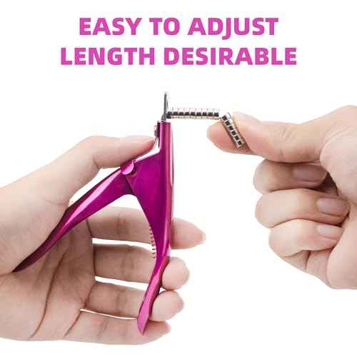 Yaya Acrylic False Nail Clipper with Magnets, Nail Tip Cutter with Length Measurement, 15Pcs Magnets (Rainbow) (Violet Red)