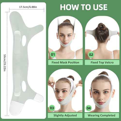 Reusable Facial Lifting Belt, V Line Lifting Mask with Chin Strap for Sleeping, Jaw Exerciser V-Shaped Double Chin Reducer, Jawline Shaper with Adjustable Straps