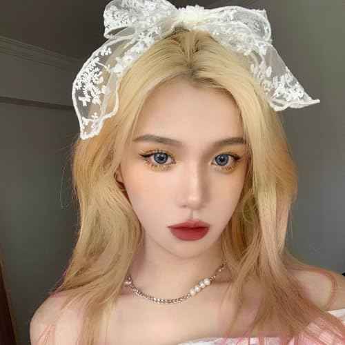 Large White Lace Hair Bow Clips for Women Girls | Cute Lace Bow for Hair Weighs Only 0.3 Oz | White Hair Decor for Wedding Pageant Prom Party Birthday Party Communion Bridal Shower (1 Pack)