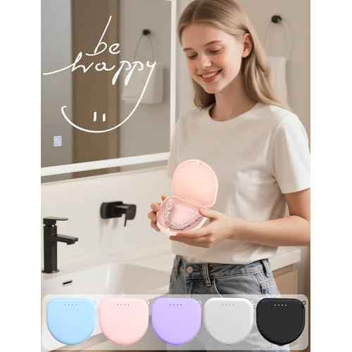 Retainer Case, Compatible with Invisalign, Vivera, Slim Aligner Case with Vent Holes, Portable Orthodontic Container with Removal Tool, Brush and Lanyard, Pink