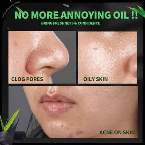 Blotting Paper for Oily Skin, Natural Bamboo Charcoal Blotting Paper, Oil Blotting Sheets for Face, 100 * 70MM Large Oil Absorbing Sheets Makeup Face Tissues, 200 Counts