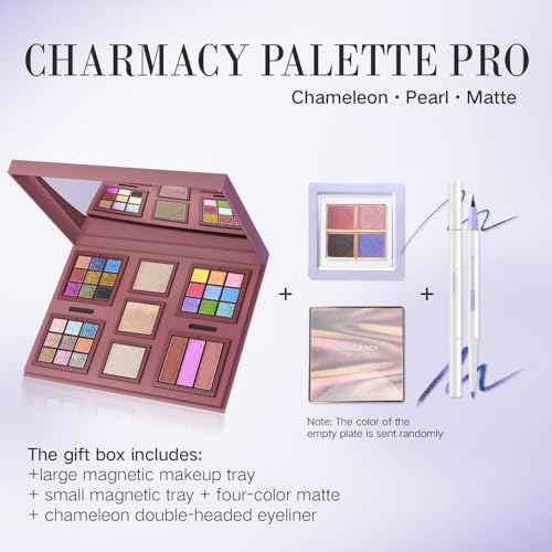 CHARMACY Chameleon All-in-One Palette, Intense Color Shifting, Makeup Set for Women&Beginner Blush, Highlighter, Contour, Eyeshadow & Eyeliner, Face & Eye Make up Gift Set For Girl (1.76 Ounce)