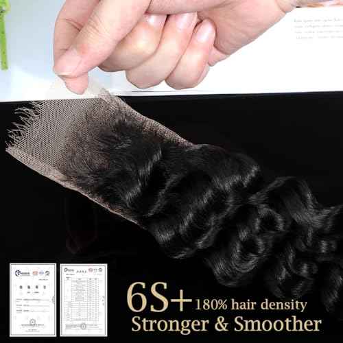Knots Bleached CindiRiver 2x6 HD Lace Closure Deep Wave Virgin Human Hair With Invisible Real HD Lace, Natural Hairline, Skinlike Lace Frontal Closure Only