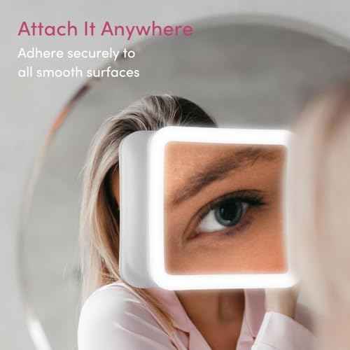 Fancii 20x Magnifying Makeup Mirror with LED Lights, Rechargeable, High Zoom | 7-inch Large Lighted Travel Mirror for Vanity and Bathroom, Dimmable, 3 Light Settings, Strong Suction, 360¡Æ Rotation