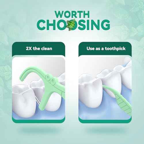 Travel Dental Floss Picks, 3 Cases with 156 Count Mint Flavor Twin-Line Dental Flosser, Portable Floss Case, Portable Floss Dispenser, Travel Floss Sticks for Adults (Green)