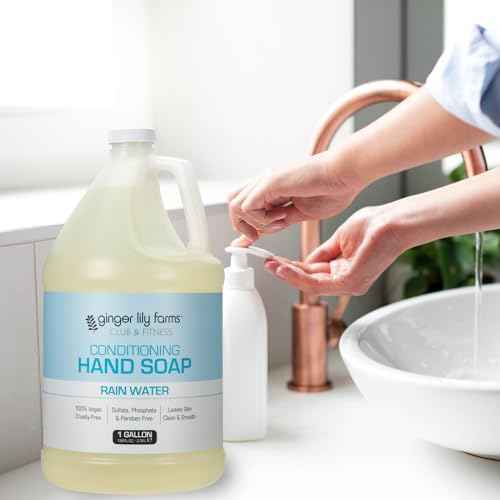 Ginger Lily Farms Club & Fitness Conditioning Liquid Hand Soap Refill, 100% Vegan & Cruelty-Free, Rain Water Scent, 1 Gallon (128 fl oz)