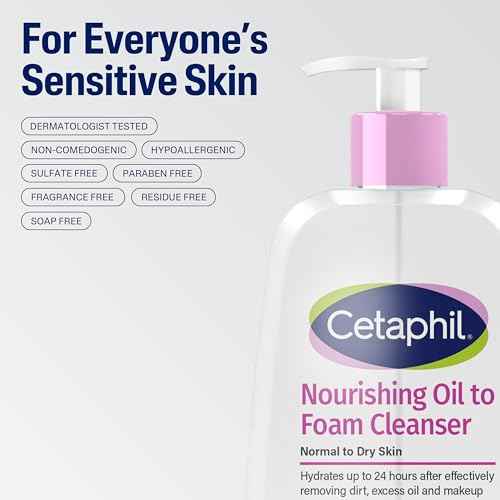Cetaphil Nourishing Oil to Foam Facial Cleanser for Normal to Dry Skin, up to 24 Hour Hydration, 8 fl oz
