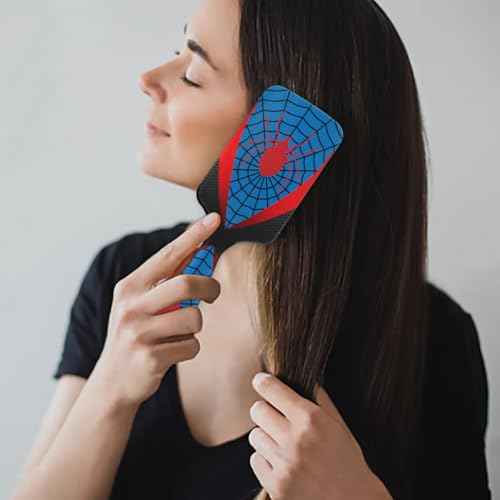Kids Hair Brush for Boys Girls Toddler - Blue Red Spider Web Detangler Hairbrush for Wet Dry Thin Long Curly Hair Pain-Free Comb Glide Through Tangles with Ease and Massage Scalp