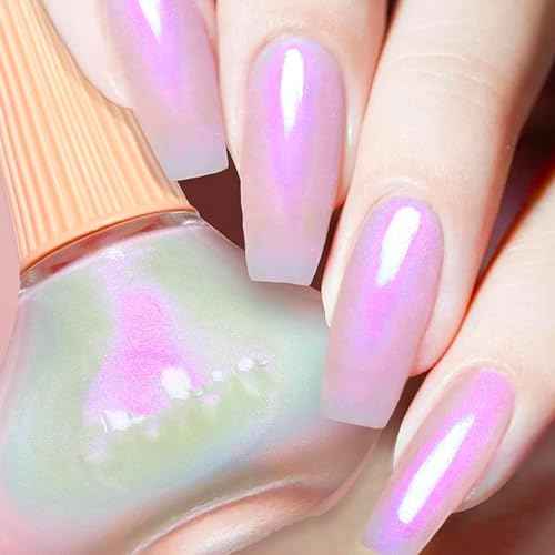 COSMOO Aurora Nail Polish, 8-Free Vegan, Shimmer Unicorn Quick Dry Nail Lacquer for Nail Art Varnish, 0.41 fl oz