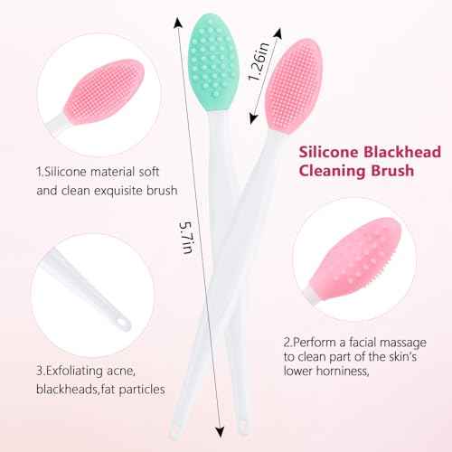 Silicone Face Scrubber, 2pcs Exfoliating Lip Brush, 4pcs Cleansing Brush,2pcs Face Mask Brush Exfoliator Blackhead Skin Tool