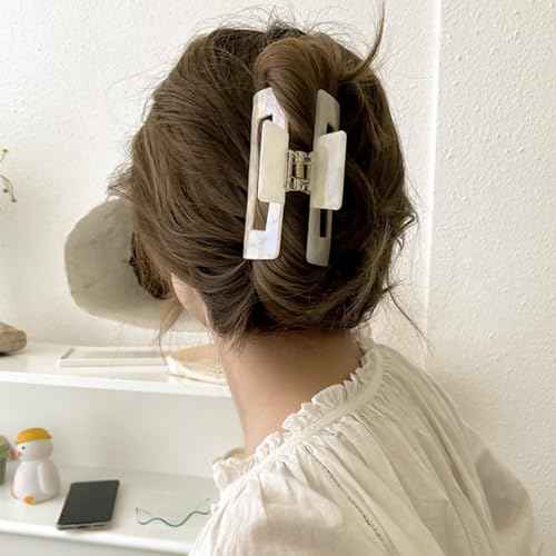 Large Cellulose Acetate Hair Claw, 4.1 Inch Tortoise Shell Claw Clip Banana Clips Hair Claw Clips for Thick Curly Hair, Hair Jaw Clamp Fashion Hair Accessories for Women Ladies (2 Pack)