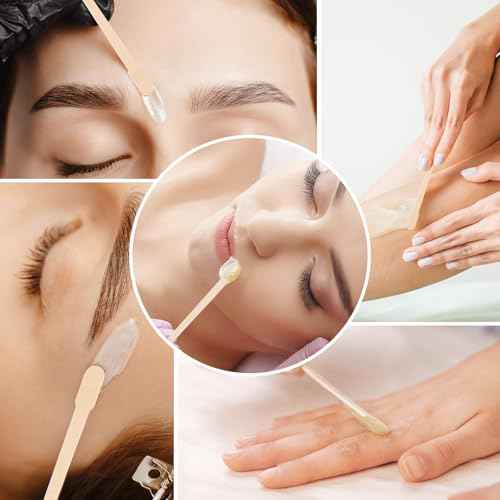 Wooden Eyebrow Waxing Sticks with Handle, Small Wood Wax Sticks, Wax Sticks for Hair Removal, Wax Spatulas Craft Applicator Sticks for Eyebrow, Lip, Nose Waxing (600 Pcs)